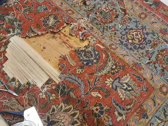 Lacune dégagée et préparée avant renouage.